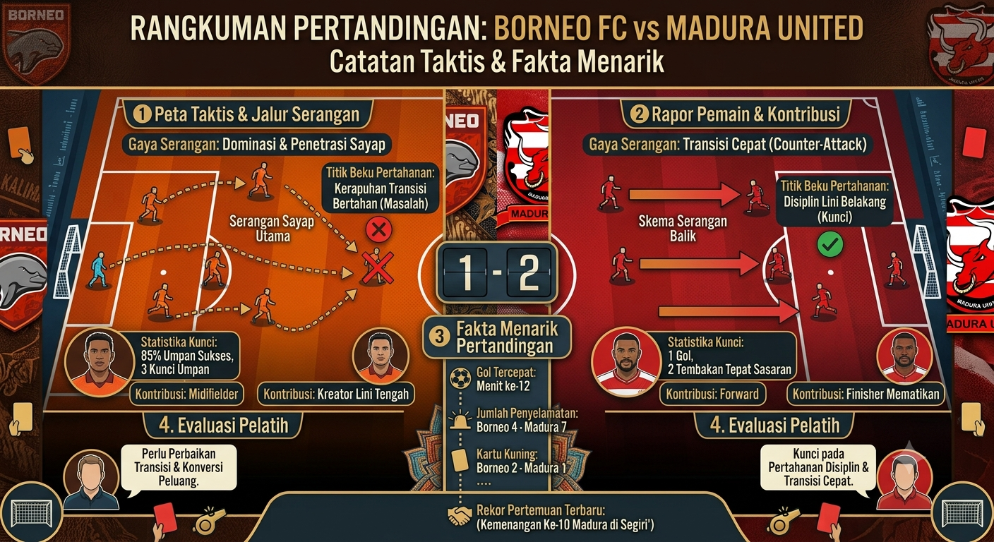 Rangkuman Pertandingan Borneo FC vs Madura United: Catatan Taktis dan Fakta Menarik