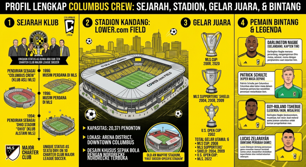 Profil Columbus Crew Lengkap: Sejarah Klub, Stadion, Gelar Juara, dan Pemain Bintang