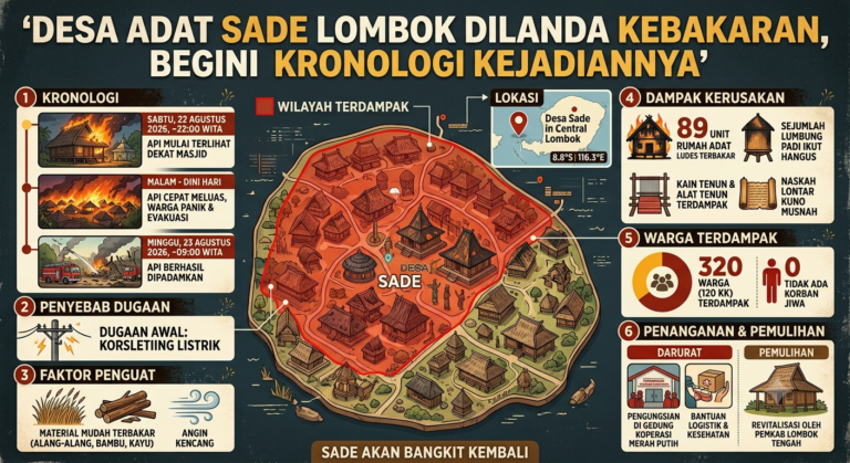 Desa Adat Sade Lombok Dilanda Kebakaran, Begini Kronologi Kejadiannya