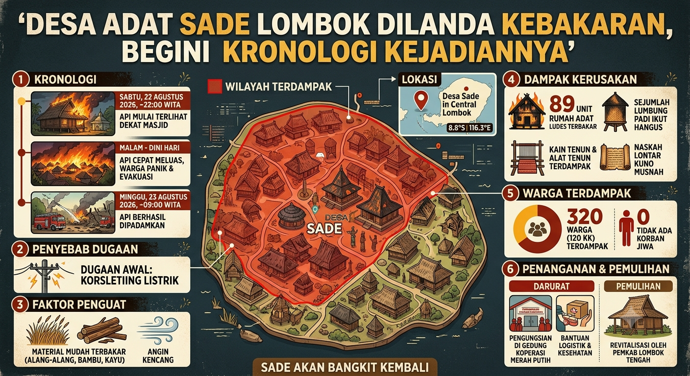 Desa Adat Sade Lombok Dilanda Kebakaran, Begini Kronologi Kejadiannya