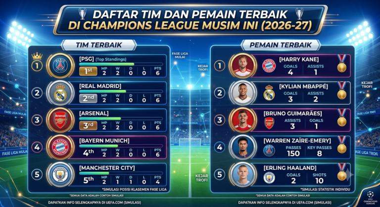 Daftar Tim dan Pemain Terbaik di Champions League Musim Ini