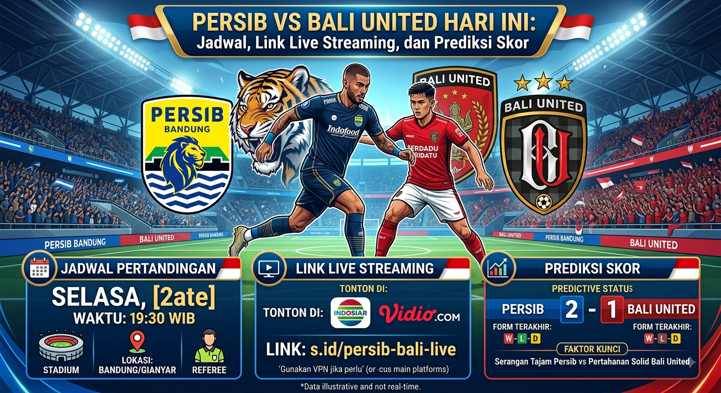 Persib vs Bali United Hari Ini: Jadwal, Link Live Streaming, dan Prediksi Skor