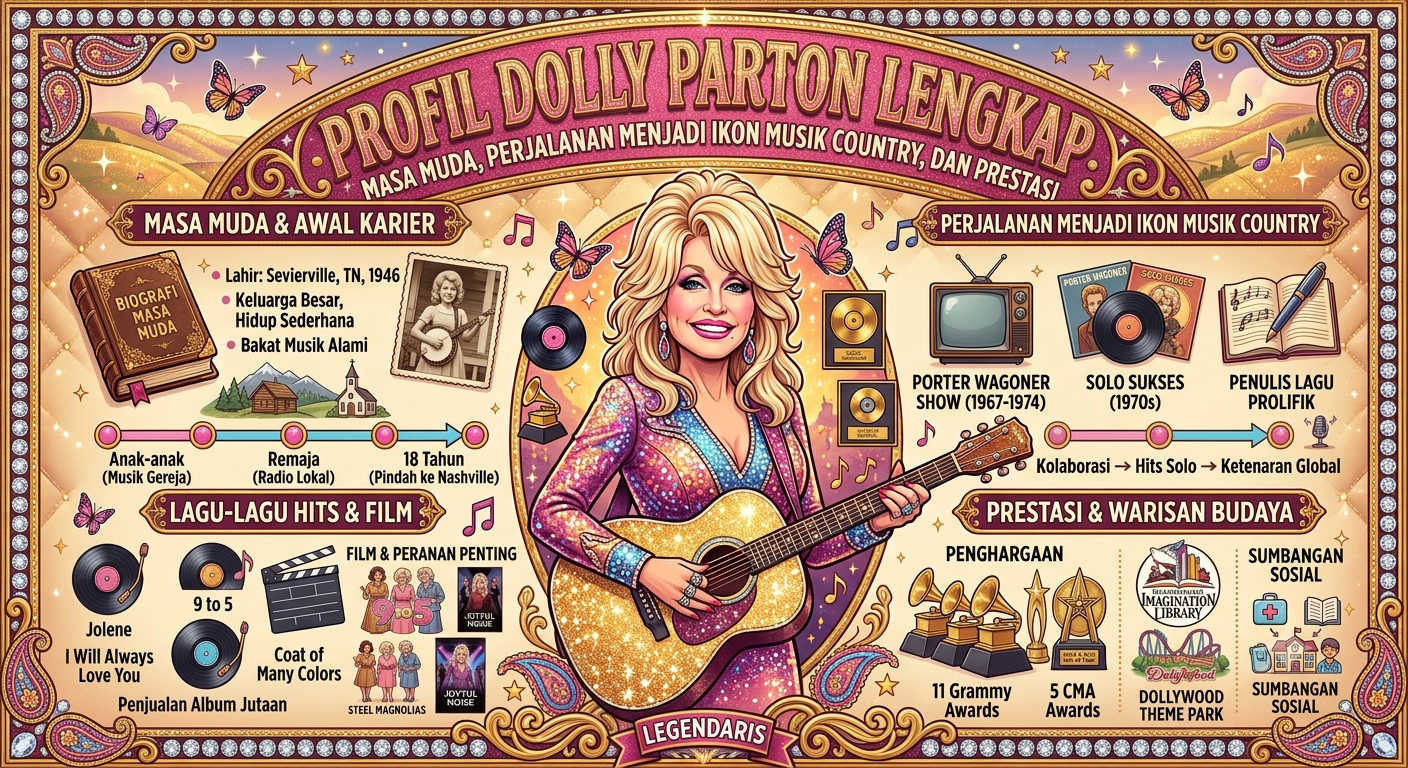 Profil Dolly Parton Lengkap: Masa Muda, Perjalanan Menjadi Ikon Musik Country, dan Prestasi