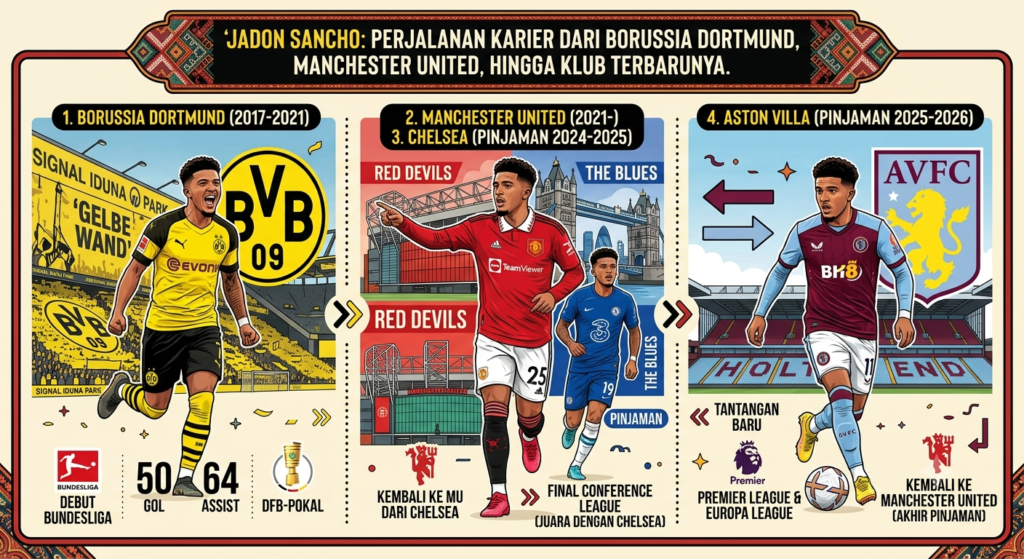 Jadon Sancho: Perjalanan Karier dari Borussia Dortmund, Manchester United, hingga Klub Terbarunya
