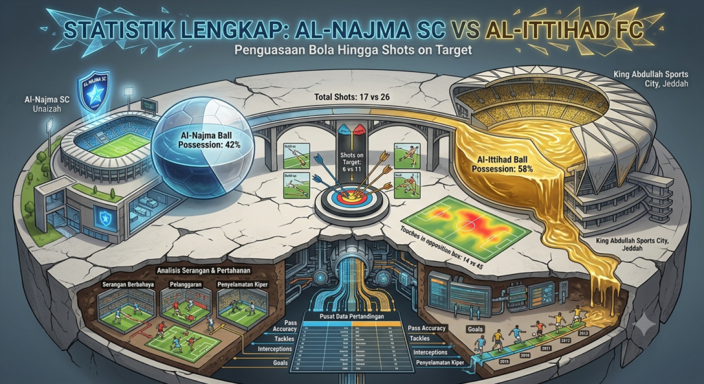 Statistik Lengkap Al-Najma SC vs Al-Ittihad FC: Penguasaan Bola Hingga Shots on Target