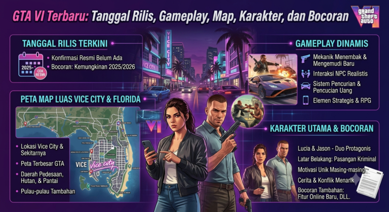 GTA VI Terbaru: Tanggal Rilis, Gameplay, Map, Karakter, dan Bocoran