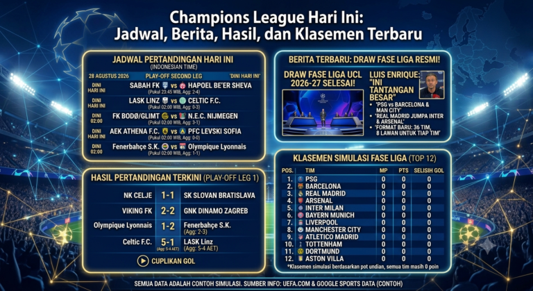 Champions League Hari Ini: Jadwal, Berita, Hasil, dan Klasemen Terbaru