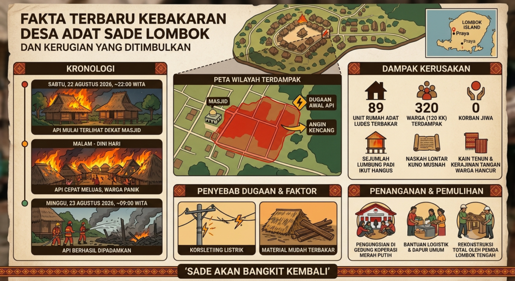 Fakta Terbaru Kebakaran Desa Adat Sade Lombok dan Kerugian yang Ditimbulkan
