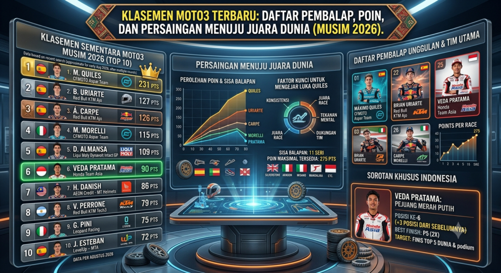 Klasemen Moto3 Terbaru: Daftar Pembalap, Poin, dan Persaingan Menuju Juara Dunia