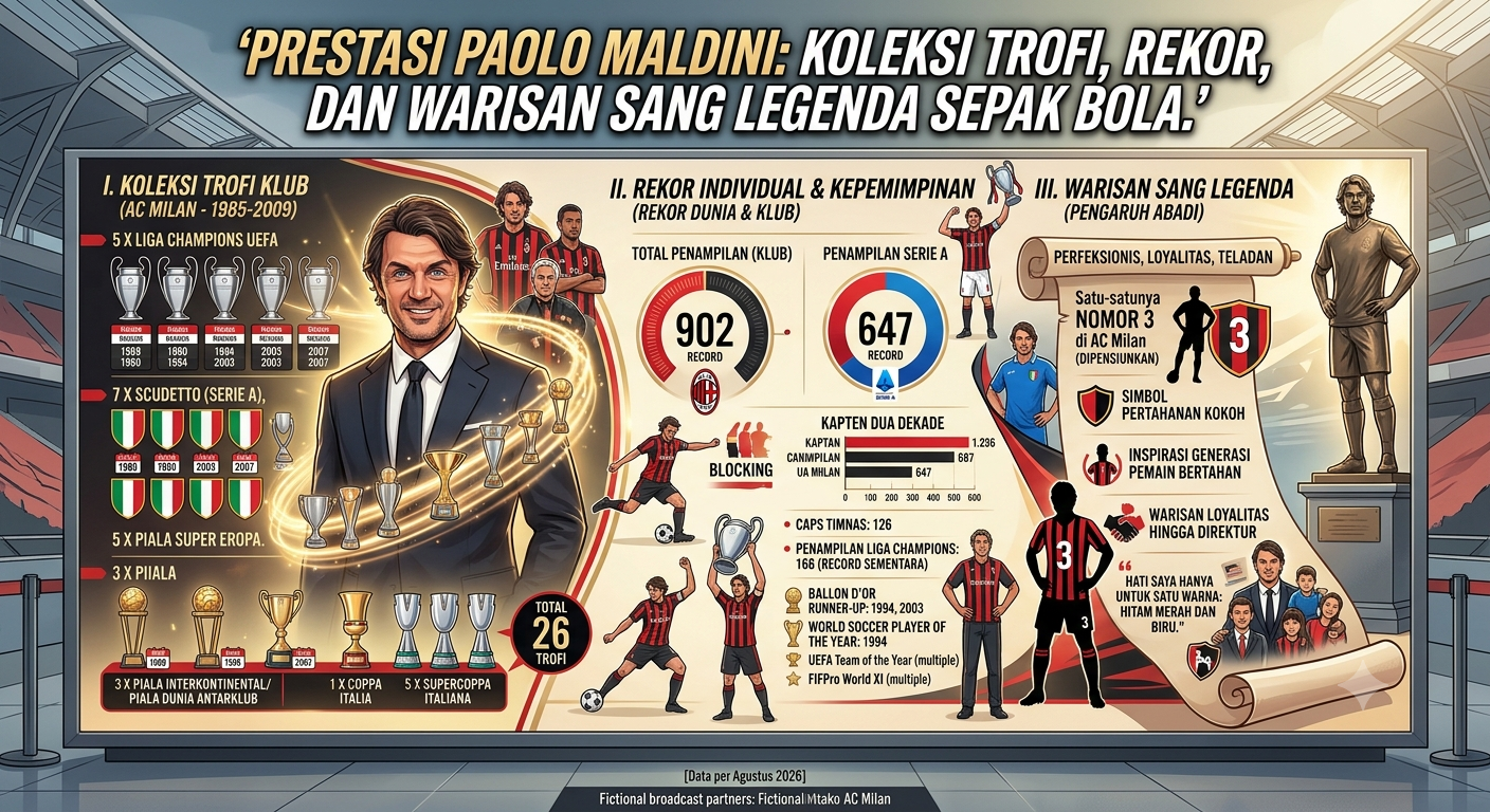 Prestasi Paolo Maldini: Koleksi Trofi, Rekor, dan Warisan Sang Legenda Sepak Bola