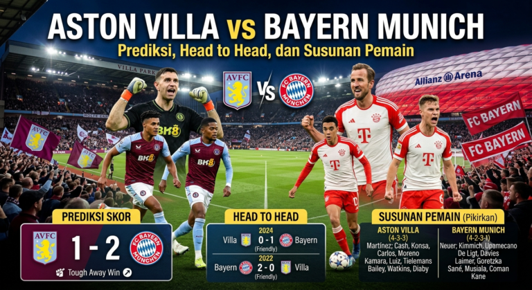Aston Villa vs Bayern Munich: Prediksi, Head to Head, dan Susunan Pemain