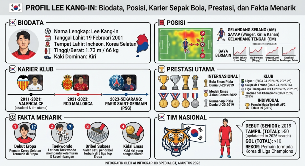 Profil Lee Kang-in: Biodata, Posisi, Karier Sepak Bola, Prestasi, dan Fakta Menarik