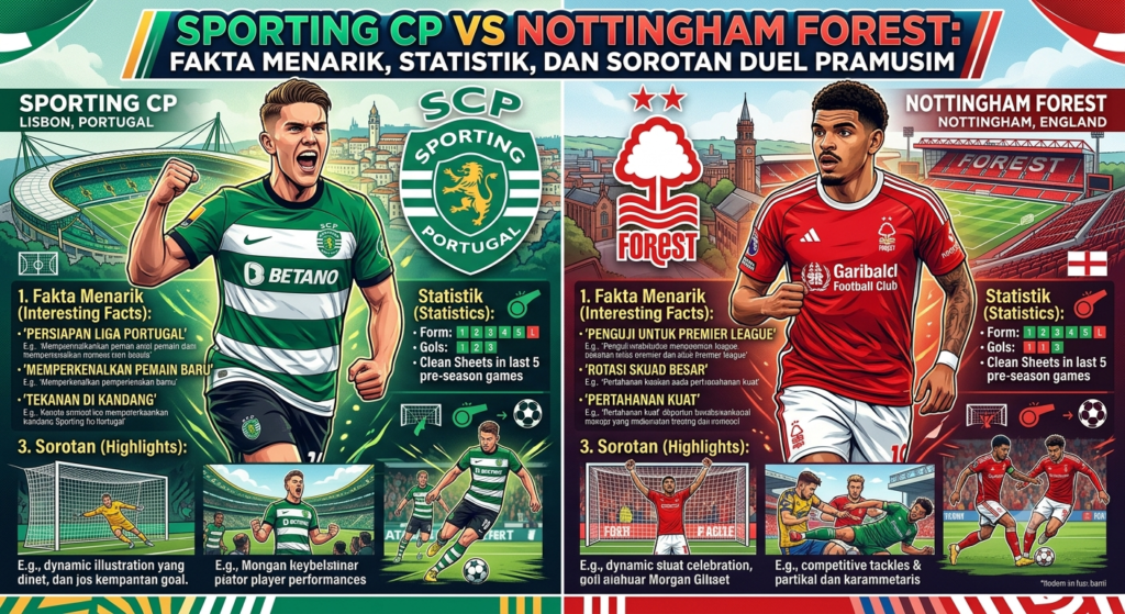 Sporting CP vs Nottingham Forest: Fakta Menarik, Statistik, dan Sorotan Duel Pramusim