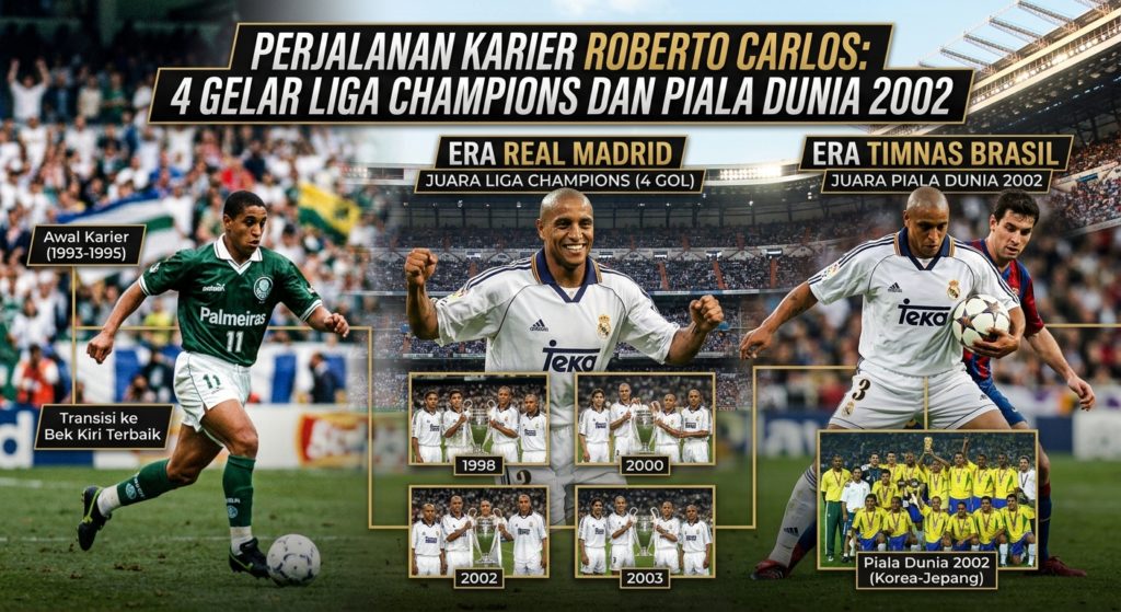 Perjalanan Karier Roberto Carlos: 4 Gelar Liga Champions dan Piala Dunia 2002