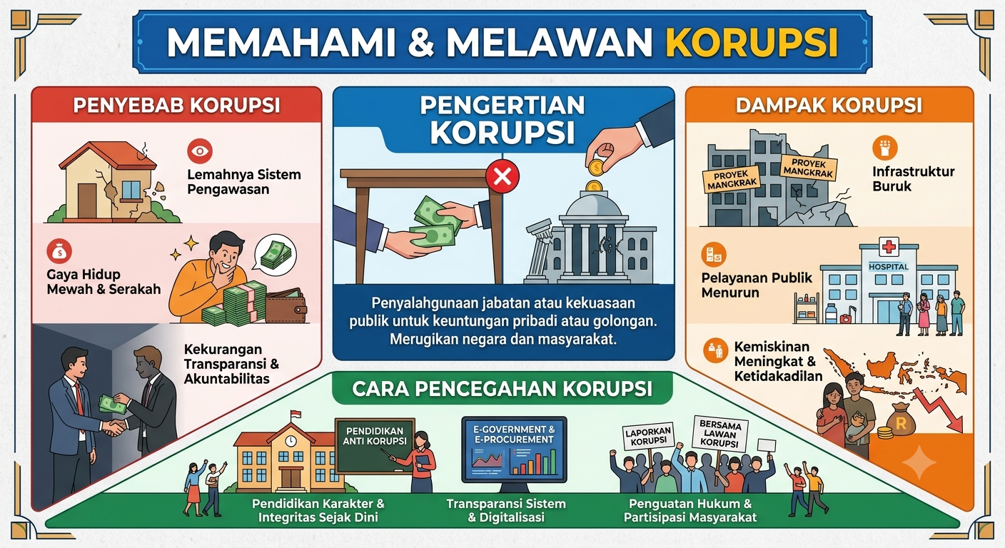 Tentang Korupsi: Pengertian, Penyebab, Dampak, dan Cara Pencegahannya