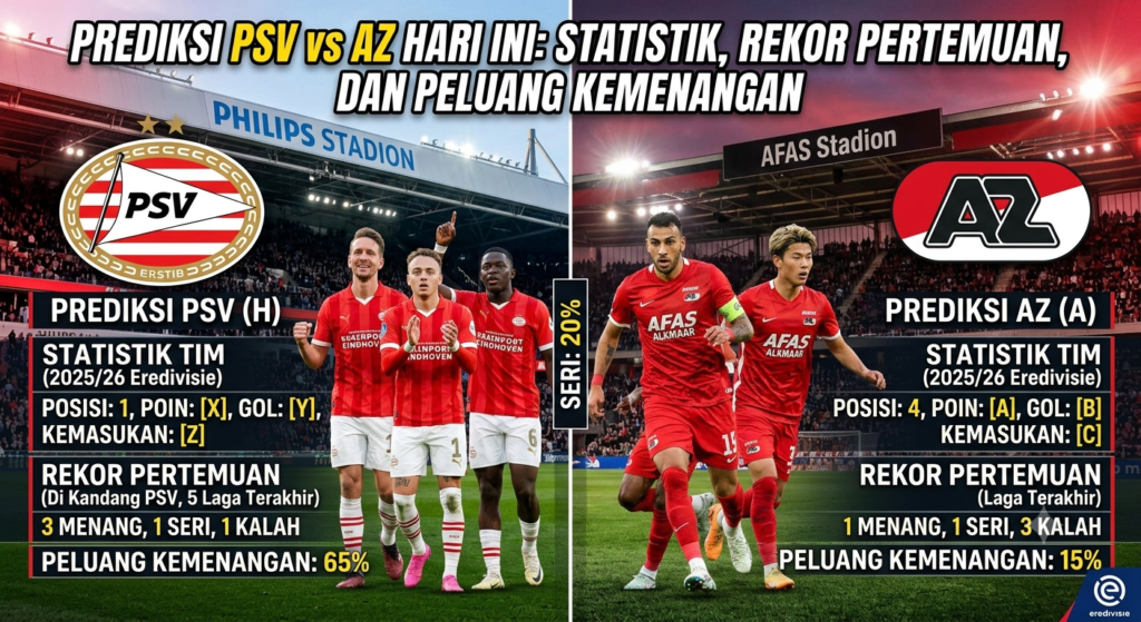 Prediksi PSV vs AZ Hari Ini: Statistik, Rekor Pertemuan, dan Peluang Kemenangan