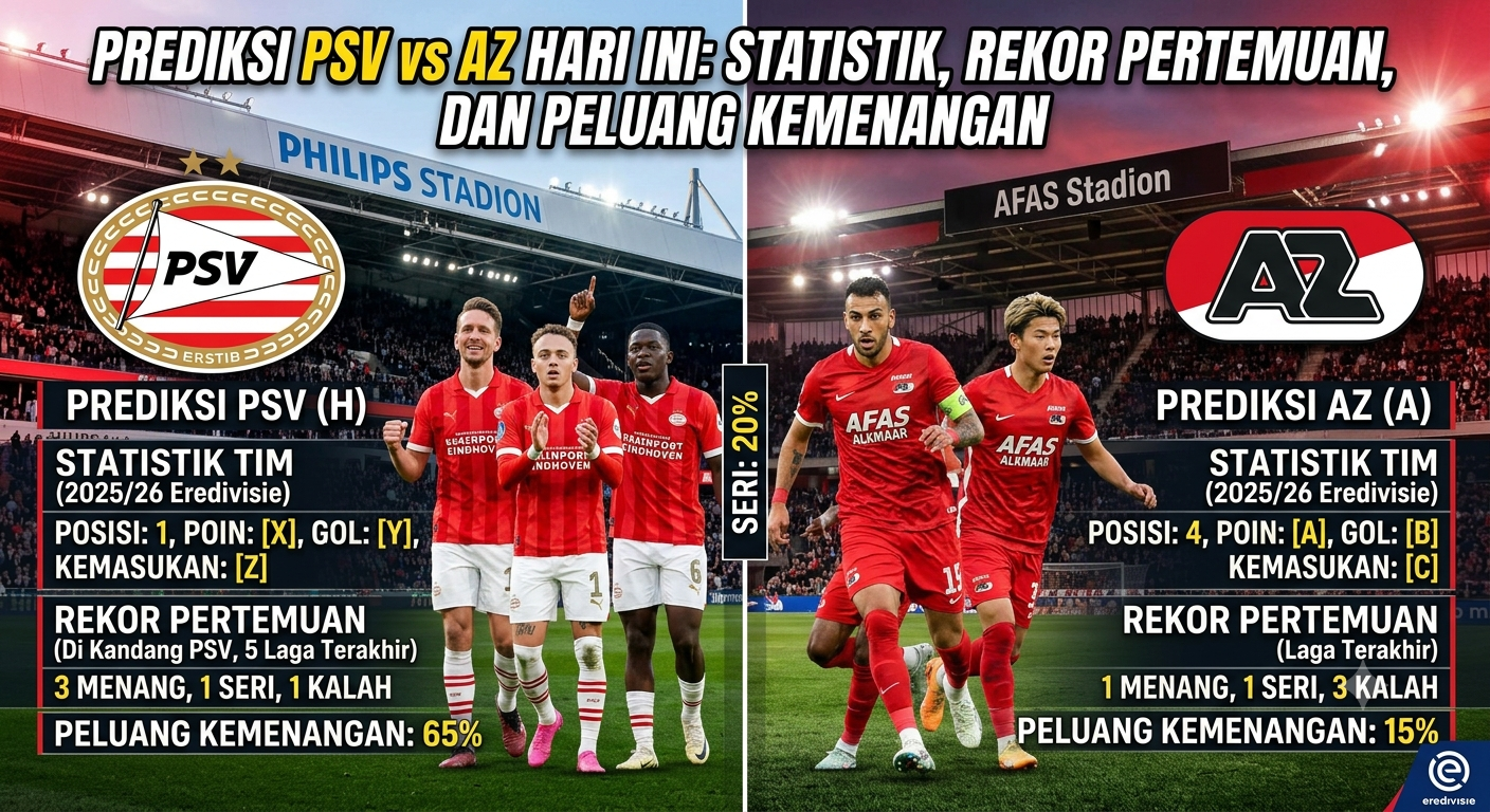 Prediksi PSV vs AZ Hari Ini: Statistik, Rekor Pertemuan, dan Peluang Kemenangan