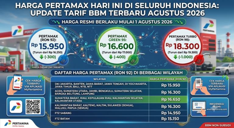Harga Pertamax Hari Ini di Seluruh Indonesia: Update Tarif BBM Terbaru Agustus 2026