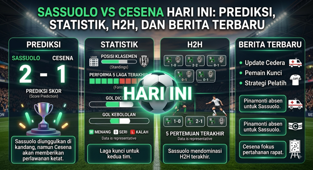 Sassuolo vs Cesena Hari Ini: Prediksi, Statistik, H2H, dan Berita Terbaru