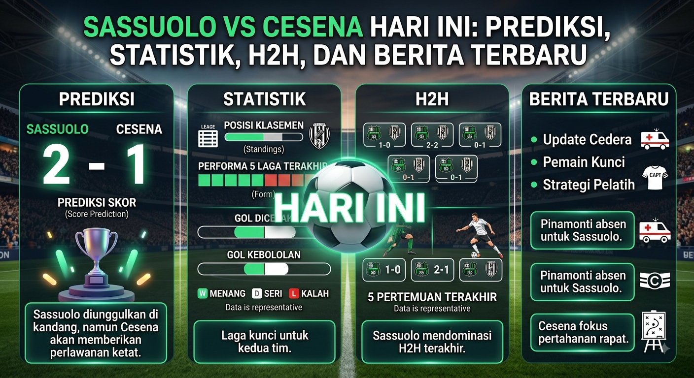 Sassuolo vs Cesena Hari Ini: Prediksi, Statistik, H2H, dan Berita Terbaru