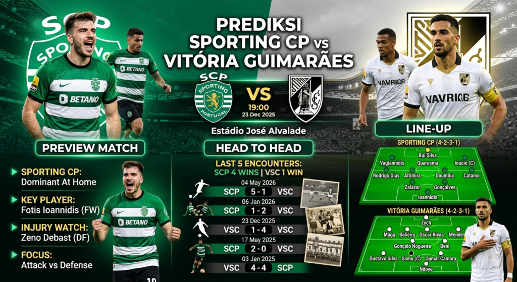 Prediksi Sporting CP vs Vitória Guimarães: Preview Match, Head to Head & Line-Up