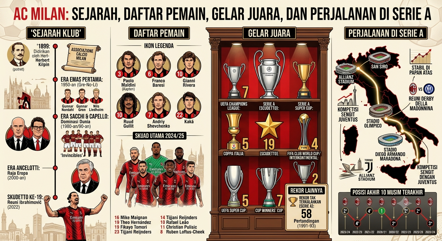 AC Milan: Sejarah Klub, Daftar Pemain, Gelar Juara, dan Perjalanan di Serie A