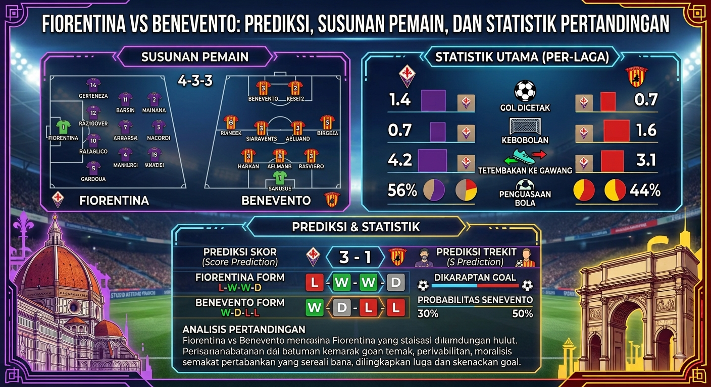 Fiorentina vs Benevento: Prediksi, Susunan Pemain, dan Statistik Pertandingan