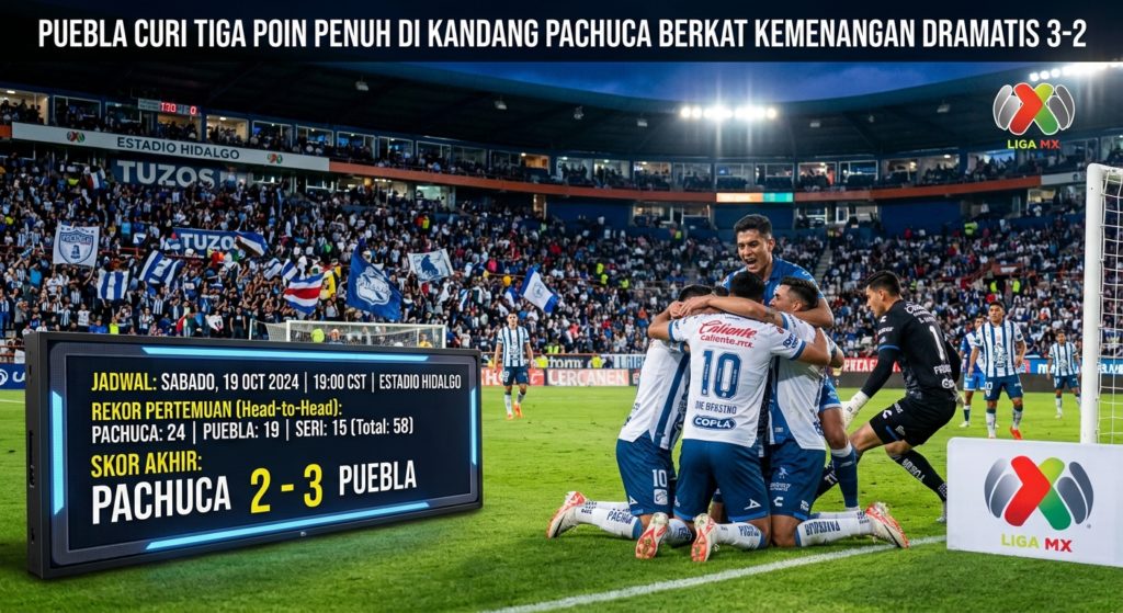Puebla Curi Tiga Poin Penuh di Kandang Pachuca Berkat Kemenangan Dramatis 3-2