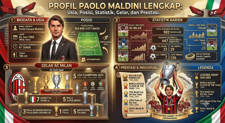Profil Paolo Maldini Lengkap: Usia, Posisi, Statistik, Gelar, dan Prestasi