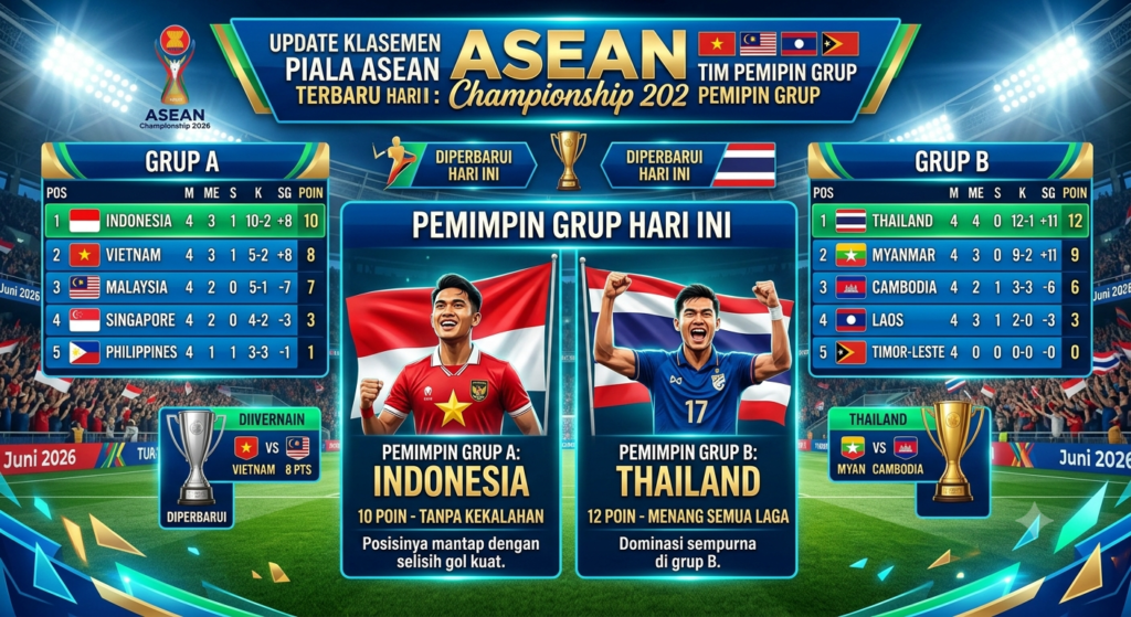 Update Klasemen Piala ASEAN Hari Ini, Siapa yang Memimpin Grup?