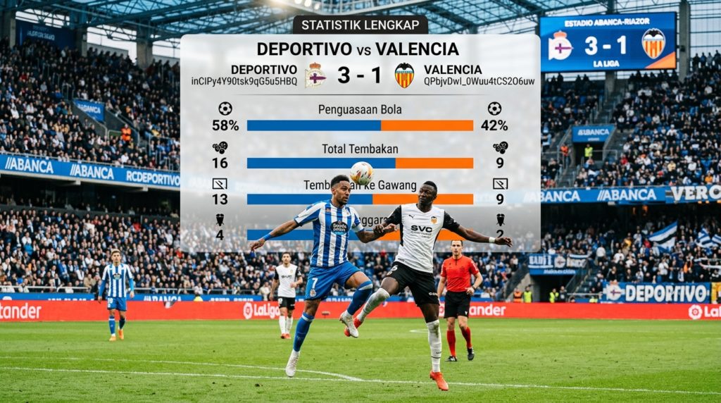 Statistik Lengkap Deportivo vs Valencia: Penguasaan Bola, Total Tembakan, dan Performa