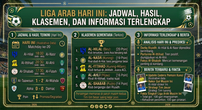 Liga Arab Hari Ini: Jadwal, Hasil, Klasemen, dan Informasi Terlengkap