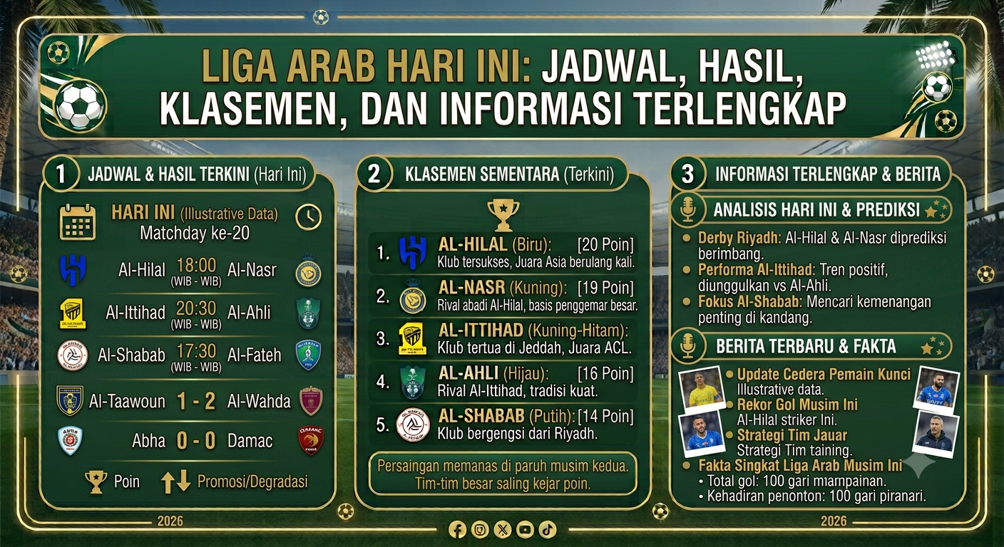 Liga Arab Hari Ini: Jadwal, Hasil, Klasemen, dan Informasi Terlengkap