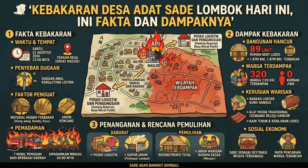 Kebakaran Desa Adat Sade Lombok Hari Ini, Ini Fakta dan Dampaknya