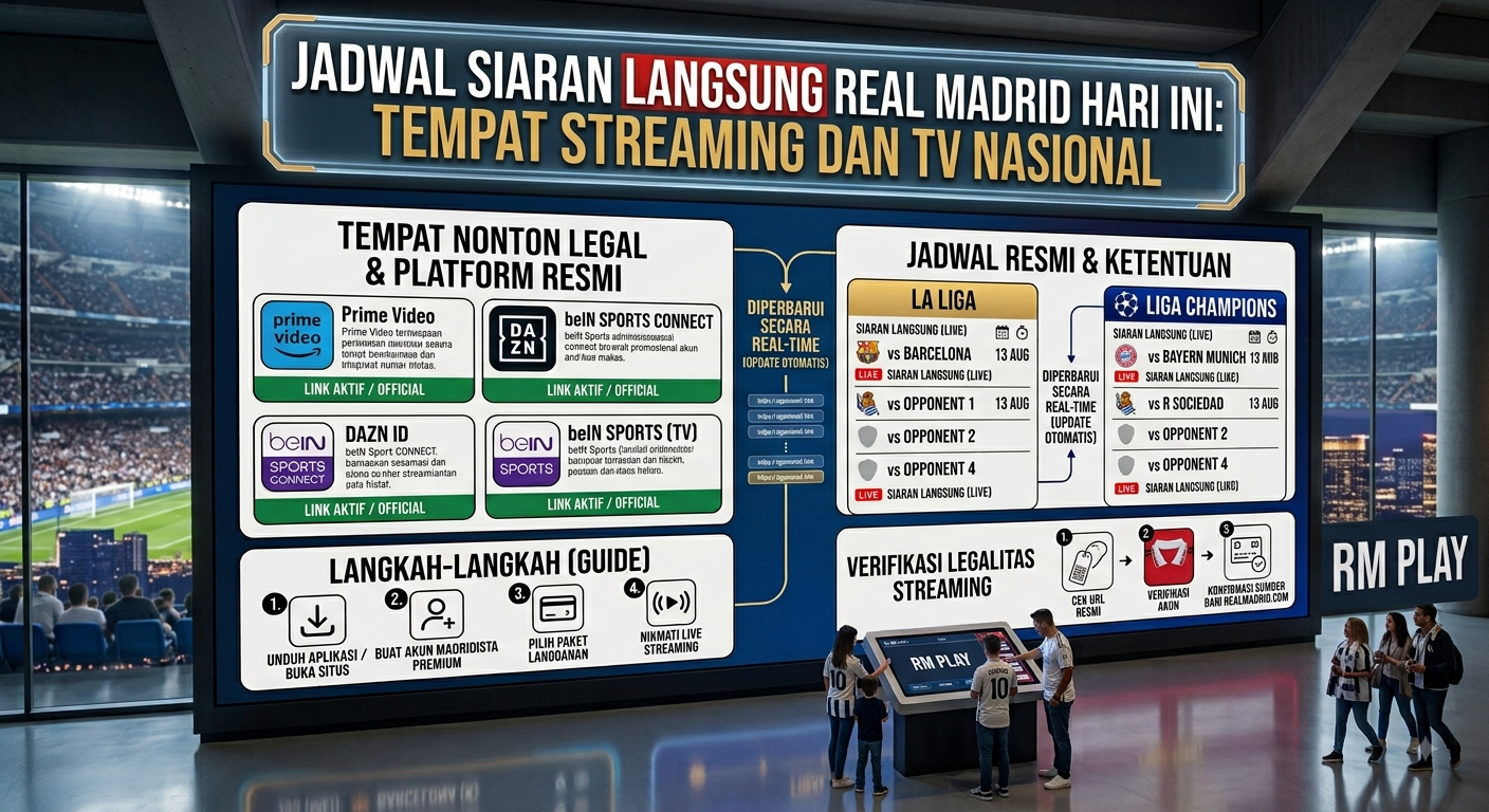 Jadwal Siaran Langsung Real Madrid Hari Ini: Tempat Streaming dan TV Nasional