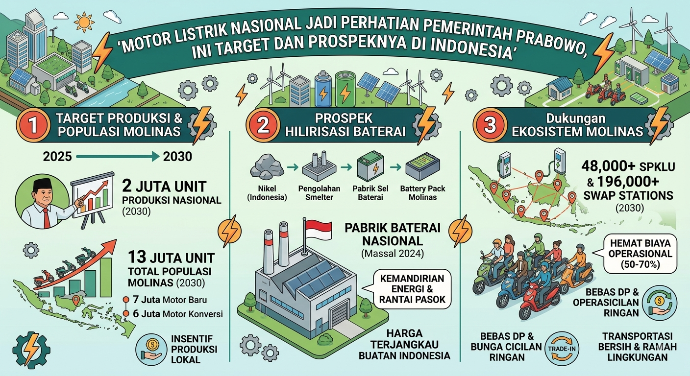 Motor Listrik Nasional Jadi Perhatian Pemerintah Prabowo, Ini Target dan Prospeknya di Indonesia