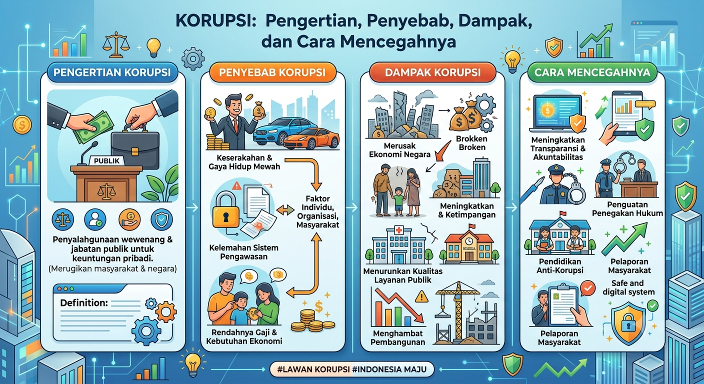 Tentang Korupsi: Pengertian, Penyebab, Dampak, dan Cara Mencegahnya