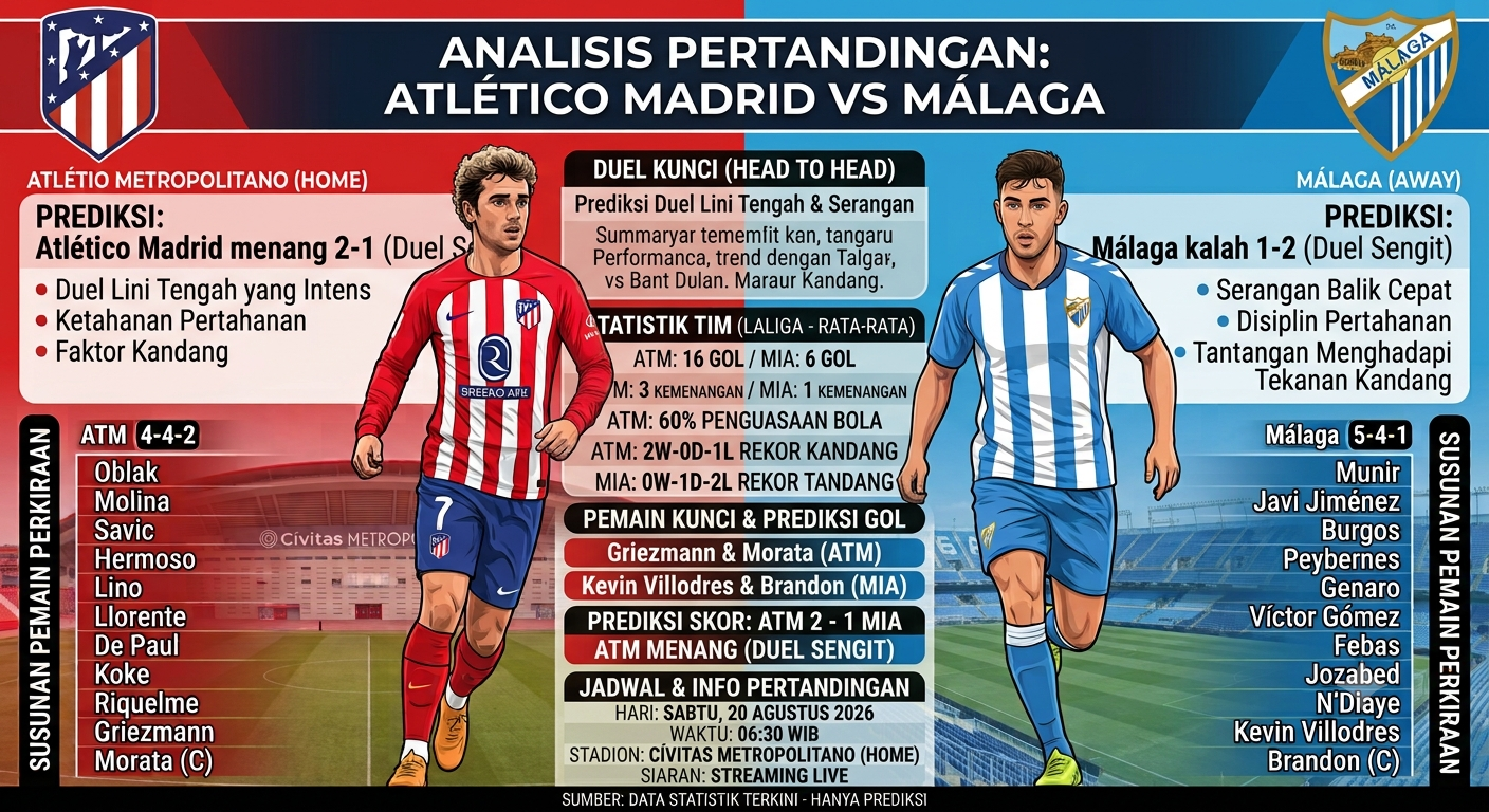 Prediksi Atlético Madrid vs Málaga: Duel Sengit, Statistik, Formasi, dan Pemain Kunci