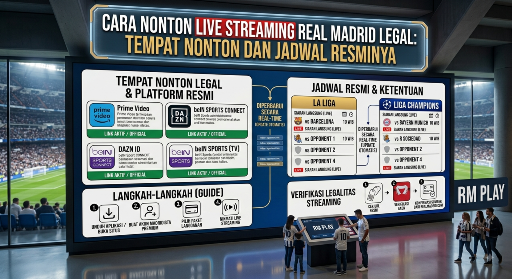 Cara Nonton Live Streaming Real Madrid Legal: Tempat Nonton dan Jadwal Resminya