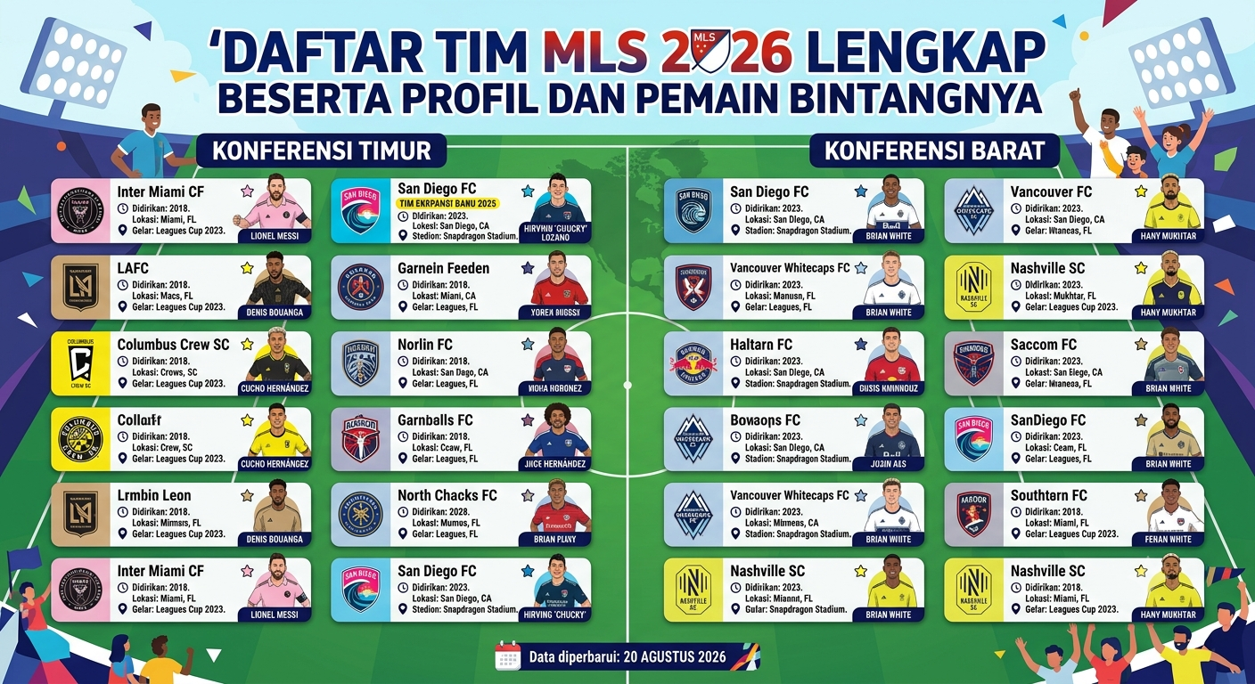 Daftar Tim MLS 2026 Lengkap Beserta Profil dan Pemain Bintangnya