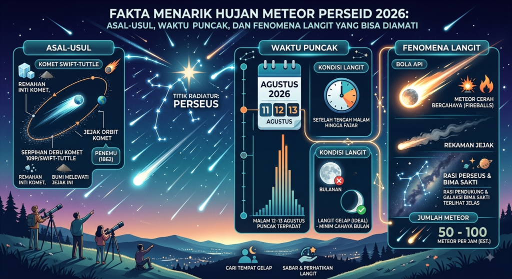 Fakta Menarik Hujan Meteor Perseid 2026: Asal-usul, Waktu Puncak, dan Fenomena Langit yang Bisa Diamati