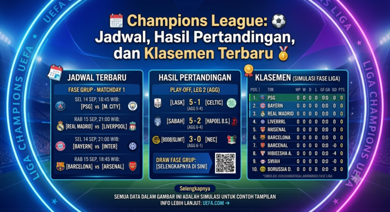 Champions League: Jadwal, Hasil Pertandingan, dan Klasemen Terbaru