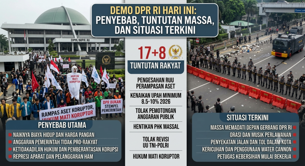 Demo DPR RI Hari Ini: Penyebab, Tuntutan Massa, dan Situasi Terkini