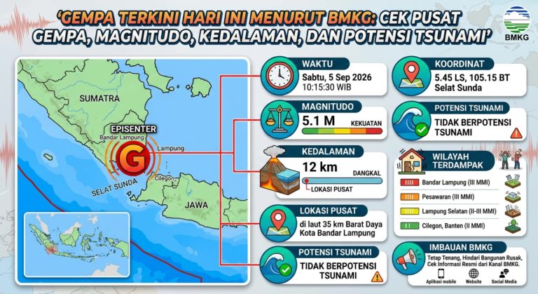 Gempa Terkini Hari Ini Menurut BMKG: Cek Pusat Gempa, Magnitudo, Kedalaman, dan Potensi Tsunami