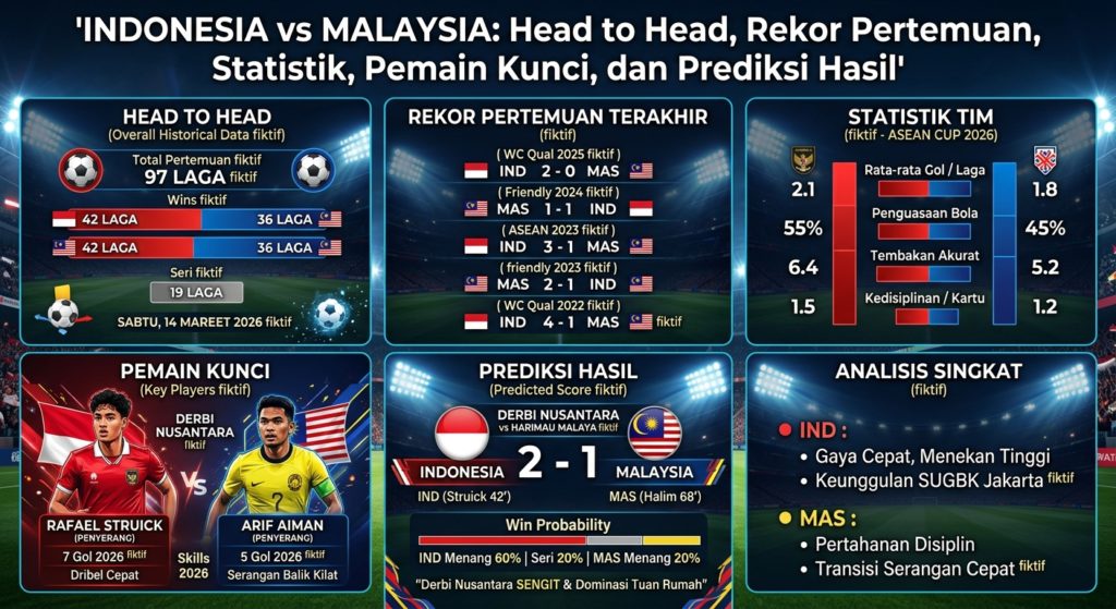 Indonesia vs Malaysia: Head to Head, Rekor Pertemuan, Statistik, Pemain Kunci, dan Prediksi Hasil