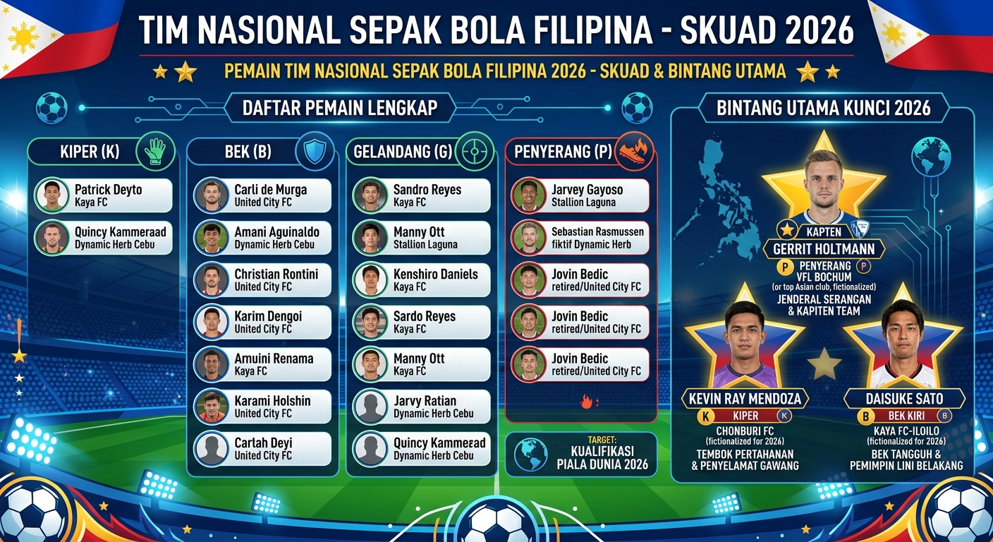 Pemain Tim Nasional Sepak Bola Filipina 2026: Daftar Skuad, Klub, Posisi, dan Bintang Utama