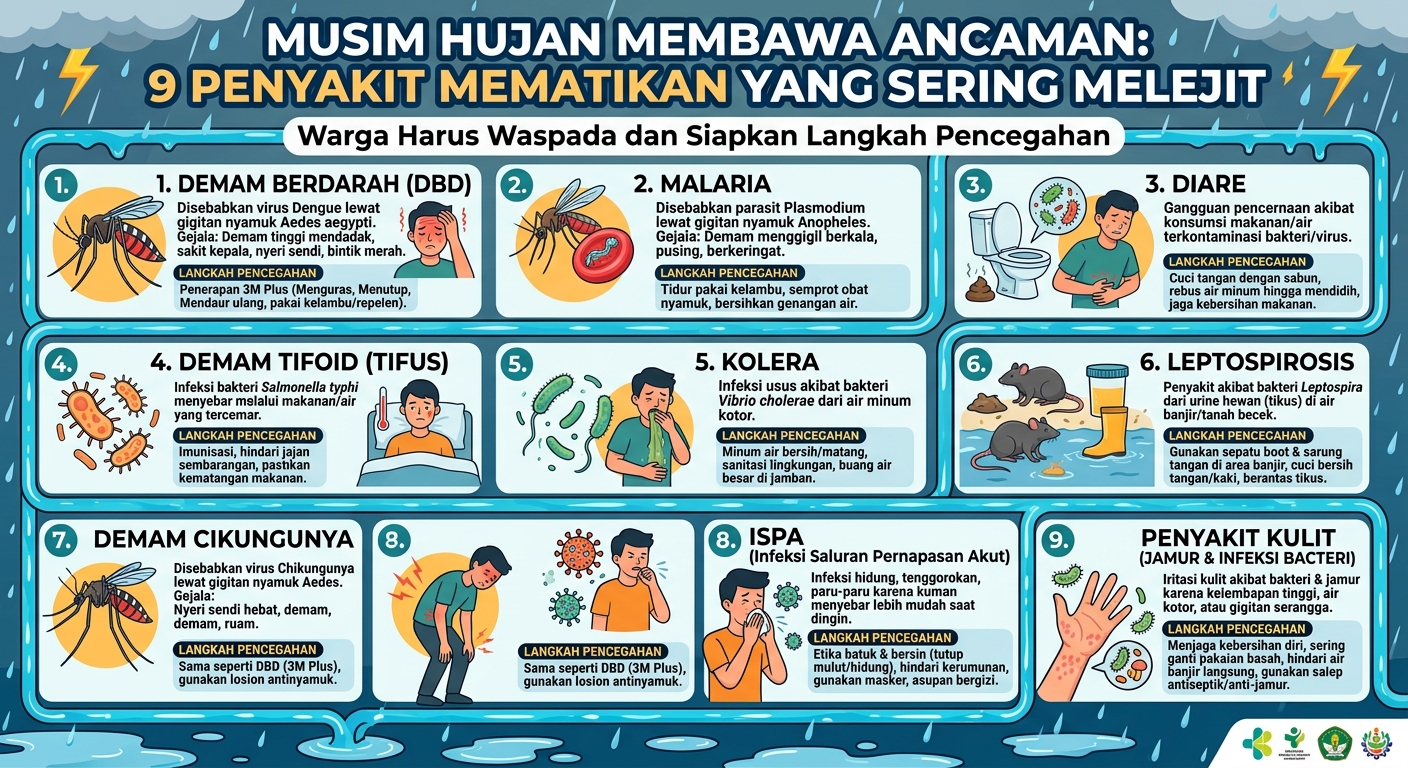 Musim Hujan Membawa Ancaman: 9 Penyakit Mematikan yang Sering Melejit, Warga Harus Waspada dan Siapkan Langkah Pencegahan