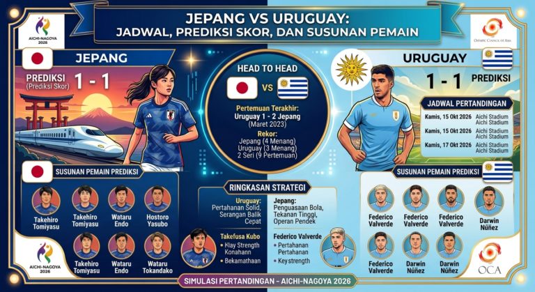 Jepang vs Uruguay: Jadwal, Prediksi Skor, dan Susunan Pemain