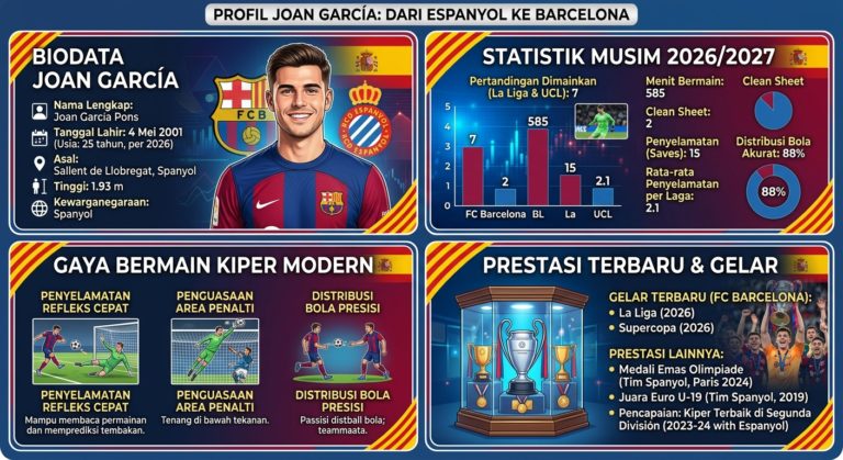 Joan García Barcelona: Biodata, Statistik, Gaya Bermain, dan Prestasi Terbaru