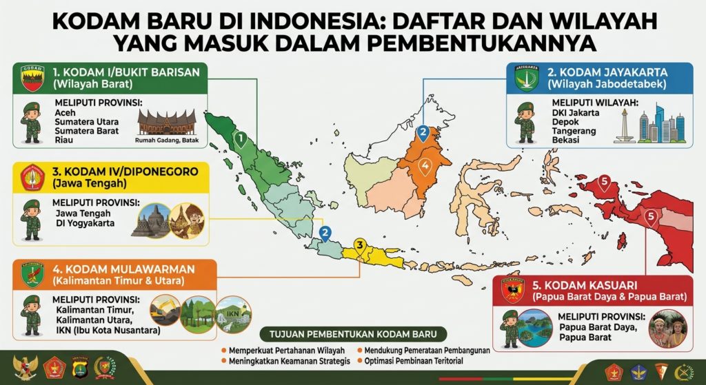 Kodam Baru di Indonesia: Daftar dan Wilayah yang Masuk dalam Pembentukannya